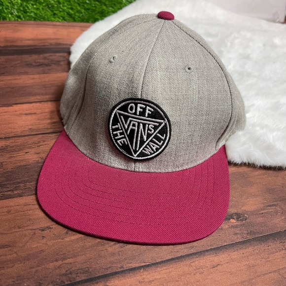 Vans Off The Wall‎ Cap Mens Maroon Red Gray Circle Logo Snapback Mens One Size - Picture 1 of 6